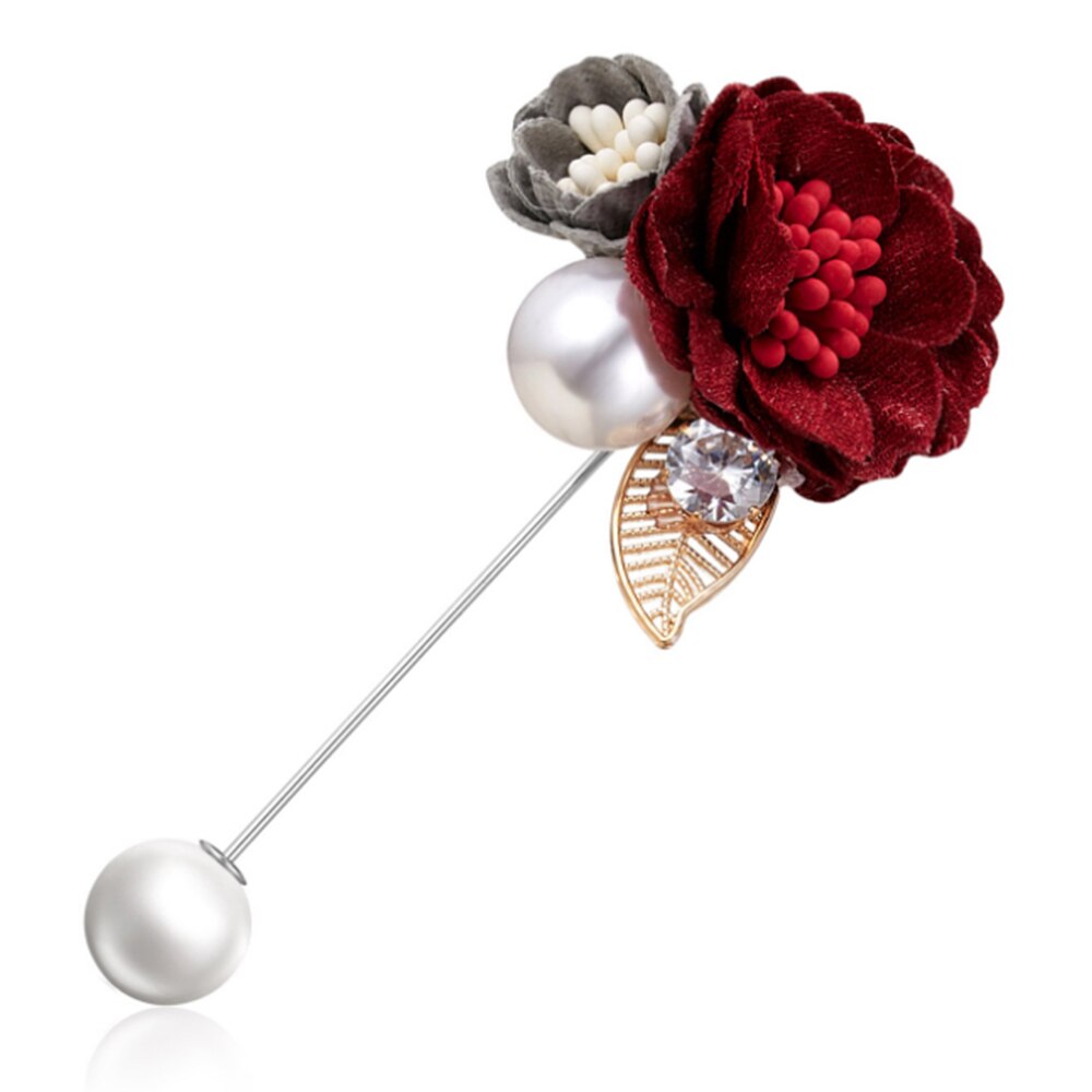 1 stycke dam tyg konst pärla tyg blomma brosch nål kofta skjorta sjal nål kappa badge smycken tillbehör: D