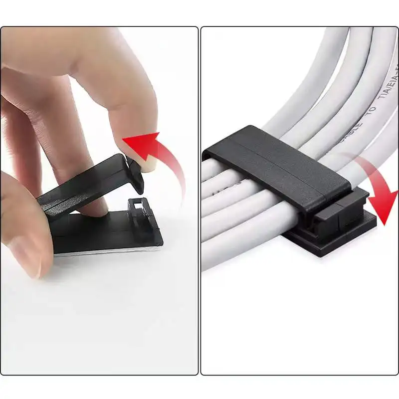 Zelfklevende draadorganizer Kabelhouder Snoerbeheer Harnas Klemclip voor thuis PC Voeding USB-kabel Bedrading Desktop Cord Manager