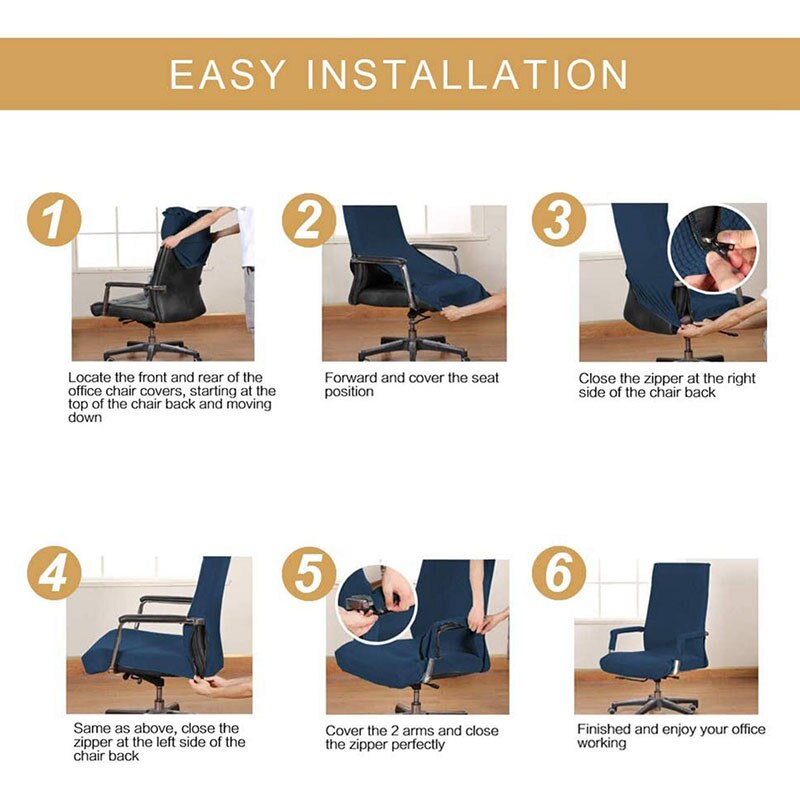 Silla – housse de chaise de Gamer, en Jacquard, rotative, pour ordinateur, bureau, Bar, élastique, avec accoudoirs