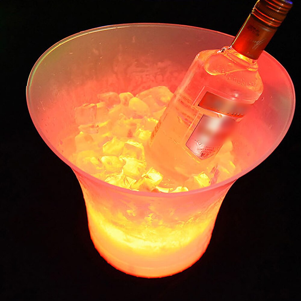 Seau à glace en plastique étanche, 5l, 7 couleurs, LED, pour Bars, boîtes de nuit, éclairage LED, seau à Champagne, bière, fête nocturne