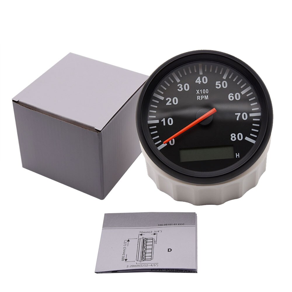 Boot toerenteller 85mm 12v/24v snelheidsmeter 8000 autometer, digitaal display