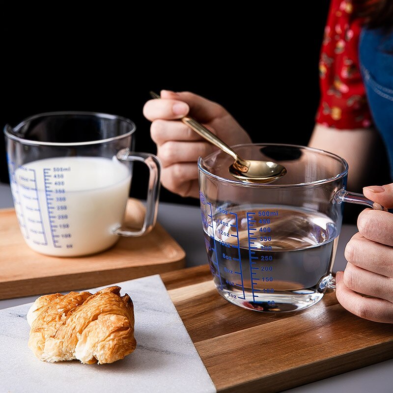 Pyrex – tasse à mesurer le lait 250ml/500ml, tasse à mesurer micro-ondes, pichet à lait en verre avec couvercle, tasses à expresso