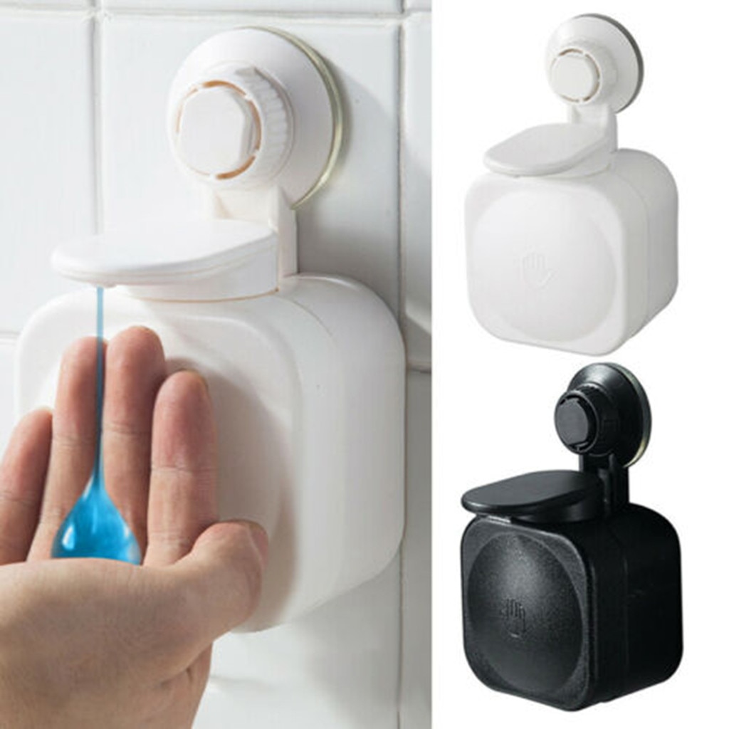 Badkamer Zuignap Zeepdispenser Aanrecht Plastic Druk Draagbare Wand Hand Fles Punch-Gratis Bad levert