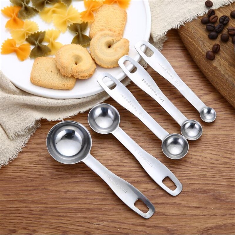 Cuillère à mesurer en acier inoxydable, 5 pièces, cuillère à mesurer pour l'assaisonnement du café, cuillère à mesurer pour la cuisson