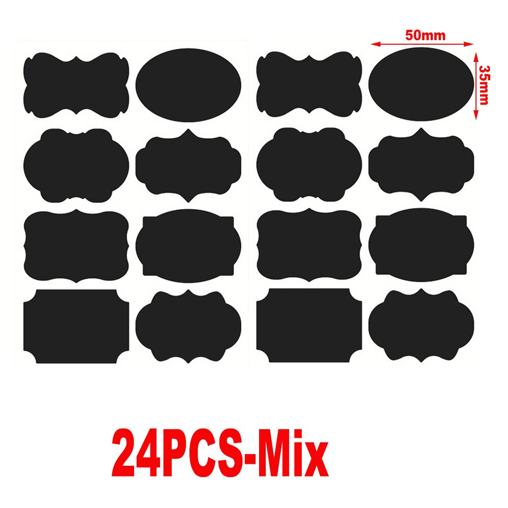 36/24pcs Kitchen Label Stickers PVC Waterproof Blackboard Stickers Bar Kitchen Spice Castor Jars Organizer Storage Bottles Label: 24PCS-Mix