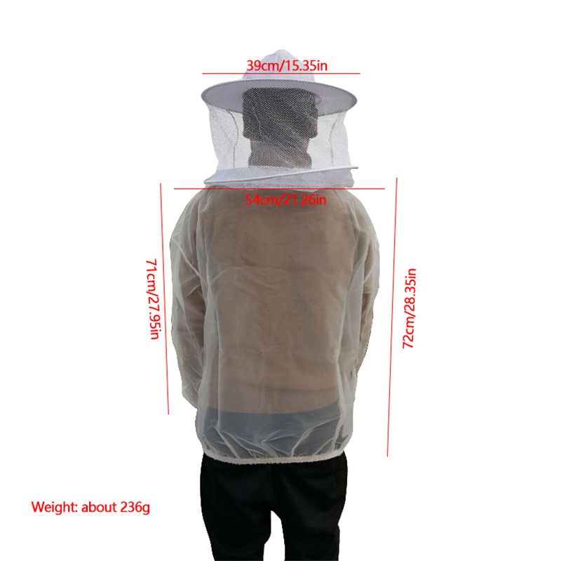 Professionelle Imker Jacke transparent Ultra-Dünne Leichte Atmungsaktive Bienenzucht Schutz Anzug Ausrügestochen mit Mit Kapuze Vei