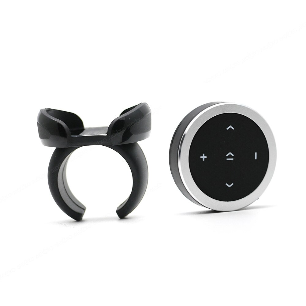 Wireless Bluetooth Car Kit Media Button Remote Control Car Motorcycle Steering Wheel Music 3.5mm Jack AUX Receiver Handsfree: Silver Remote stand