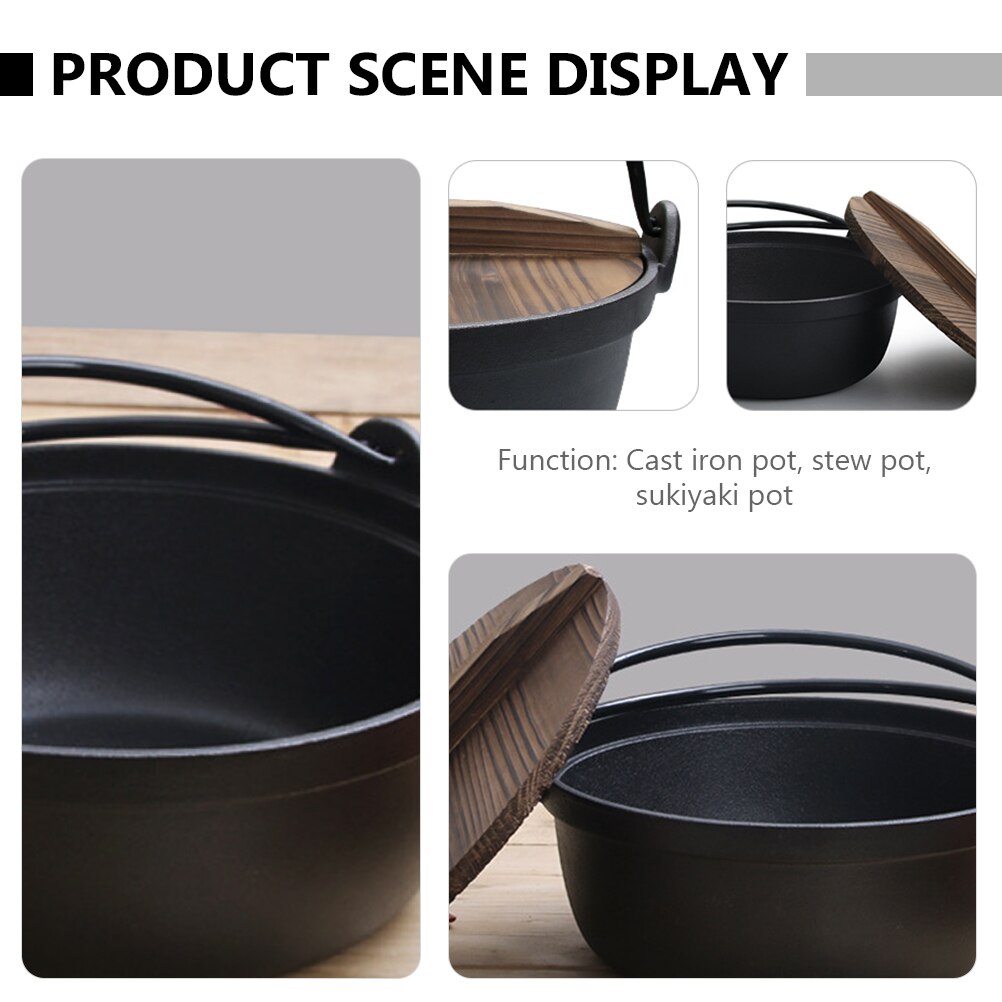 1 Pc Practical Cast Iron Pot Large Capacity Soup Pot Household Stew Pot (Black)