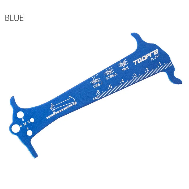 Herramienta de reparación de regla indicadora de desgaste de cadena de bicicleta, medidor de cadena de bicicleta de montaña y carretera de acero inoxidable, comprobador de medición de diámetro de tornillo: Rojo