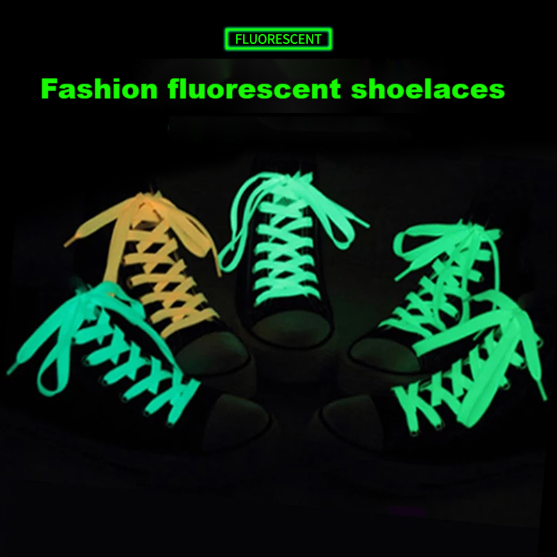 Lichtgevende Schoenveters Platte Veters Sneakers Veters Glow In The Dark Nachtkleur Fluorescerende Schoenveter 80/100/120/140 Cm Shoestrings