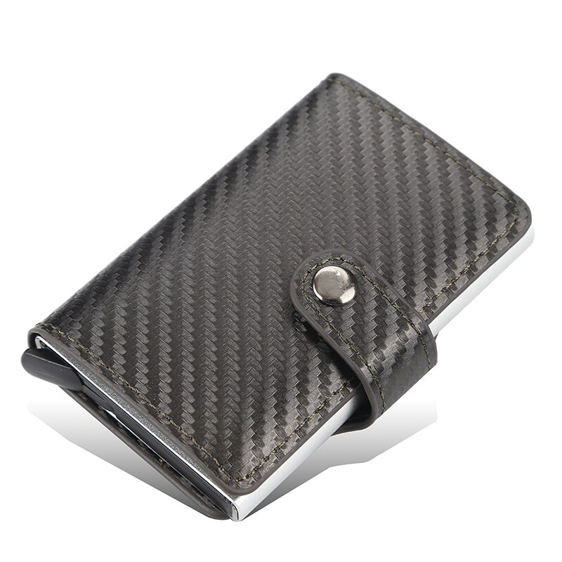 RFID Blocking Protection Men Wallet ID Credit Card Holder Leather Metal Aluminum Business Bank Cardholder Purse: 9131 coffee