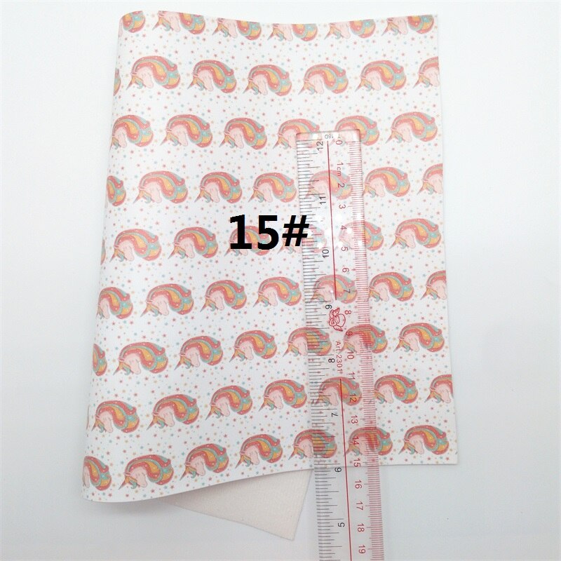 Unicorn Printed Synthetic Leather Faux Fabric Sheets Felt Backing Leather Sheets For Accessories Bows 21X29CM GM2167A: 15