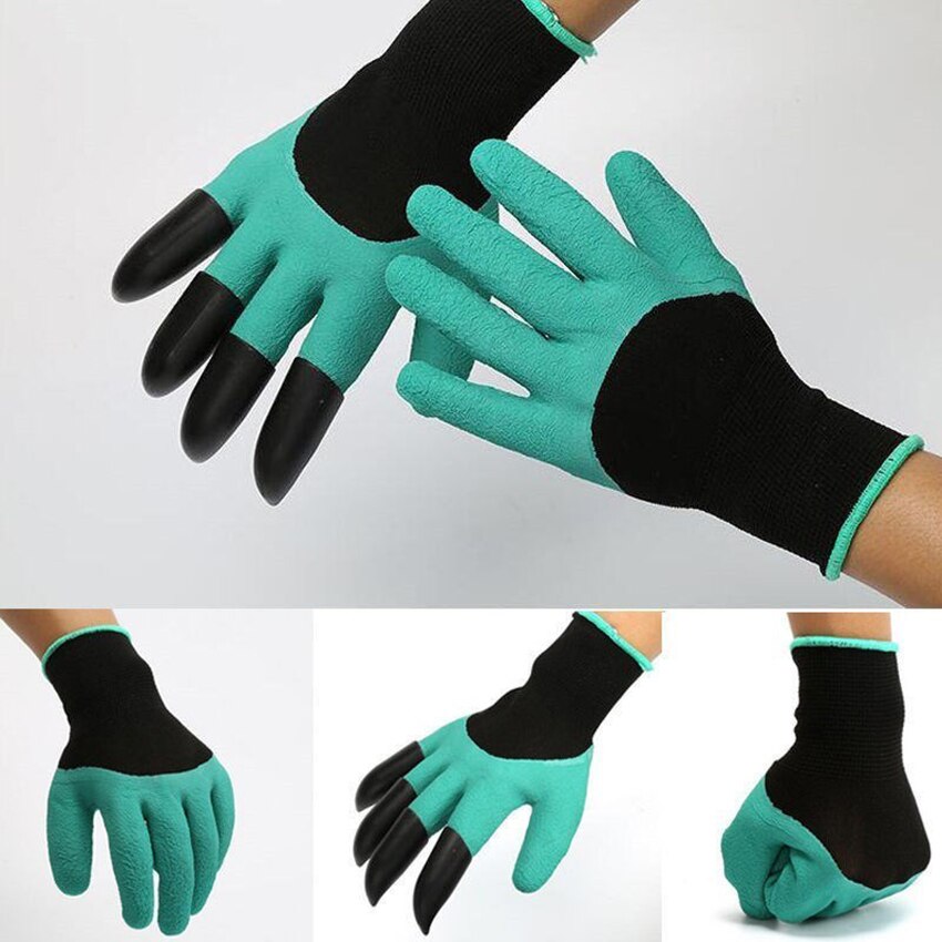 1 par hage vanntette beskyttelseshansker for graving av planlegging av glidende hansker med plastklør fingertuppene