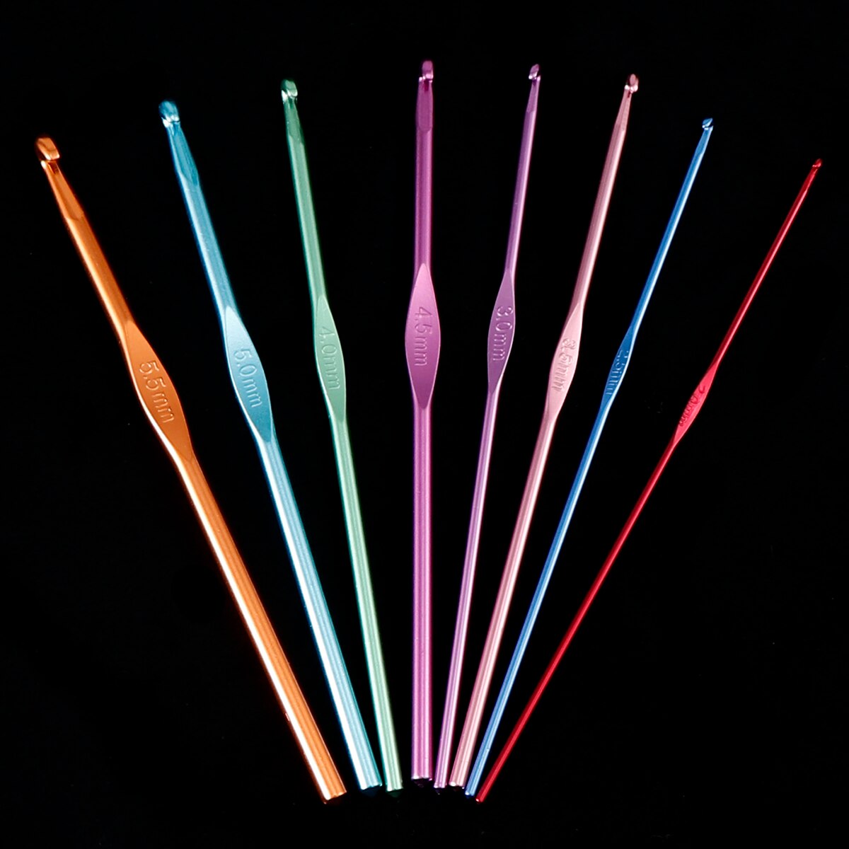 8 st / set flerfärgad aluminium virkar 2mm to 5.5mm hampa blomma virka för hem diy handgjorda vävning verktyg stickor