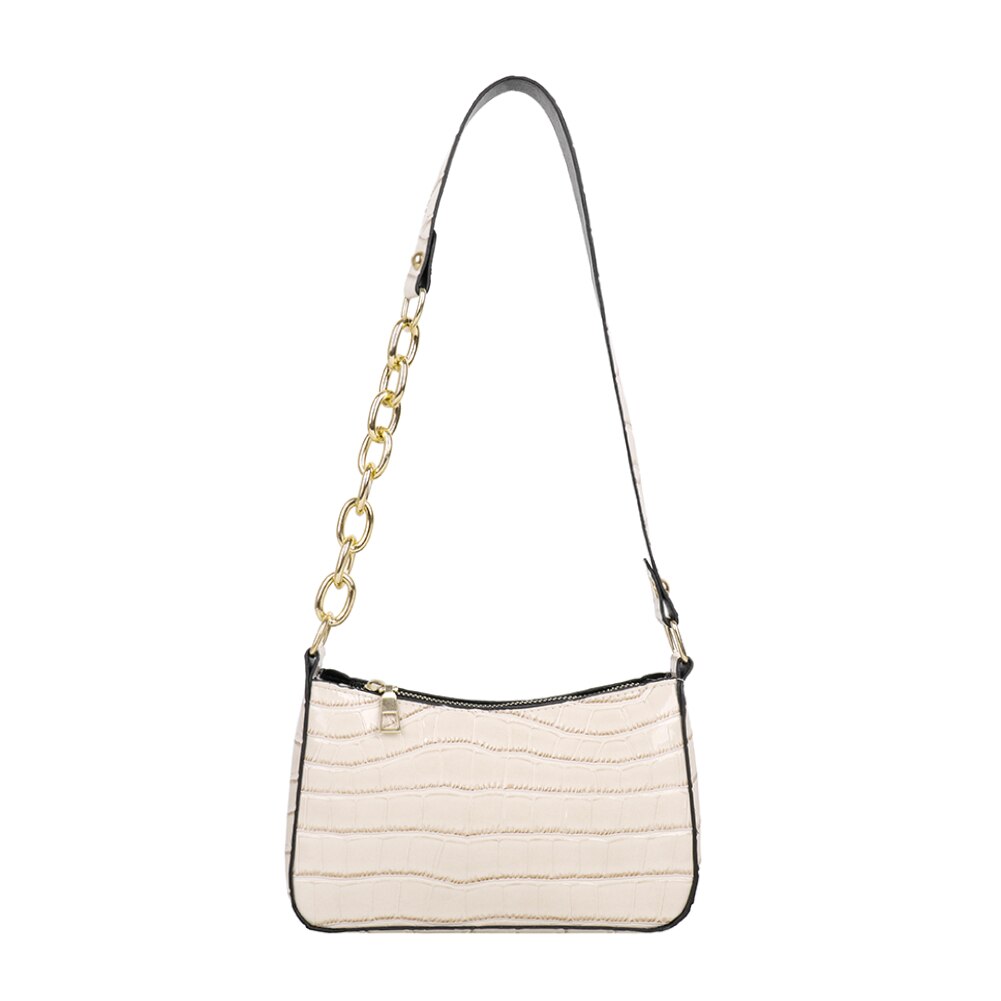 Vrouwen Alligator Patroon Schouder Onderarm Zakken Rits Pu Lederen Portemonnees: Beige