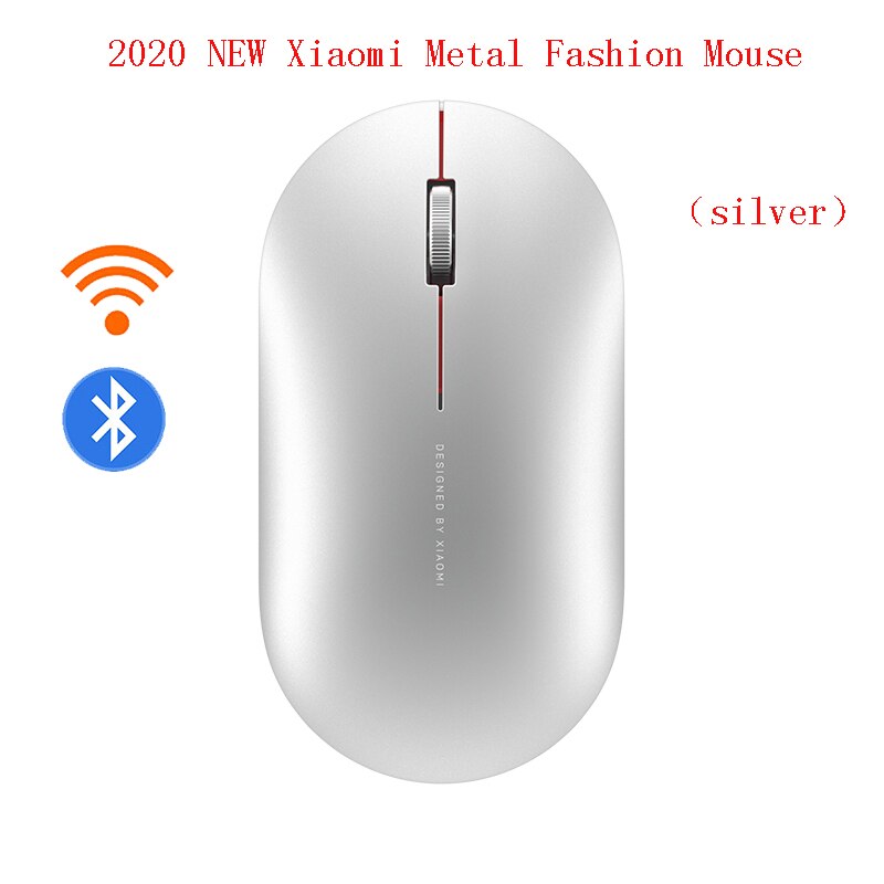 100% originale Xiaomi Mouse Ottico Portatile Wireless Mouse Bluetooth 4.0 RF 2.4GHz Dual Mode Collegare per il Computer Portatile Del pc: Fashion  silver