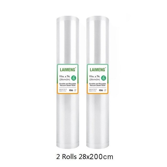 Laimeng vakuumförslutningspåsar för vakuumförpackare sous vide-påsar 2 rullar vakuumförpackningsförpackningar matpåse för matförvaring  r131: 2r 28-200cm