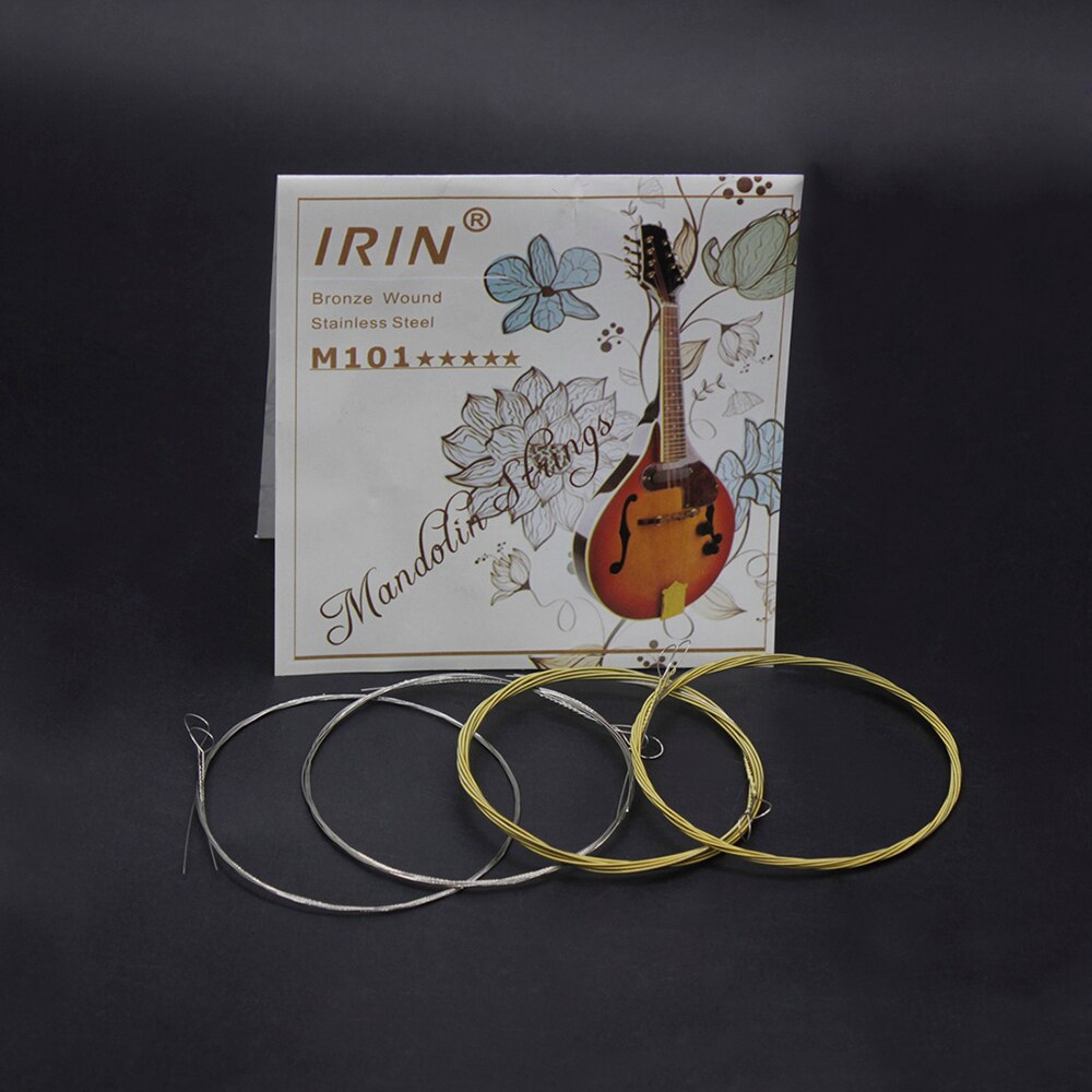 IRIN-cuerdas de mandolina M101, cuerdas de instrumento de acero inoxidable enrolladas en bronce, Color plateado y dorado (.010-.034)