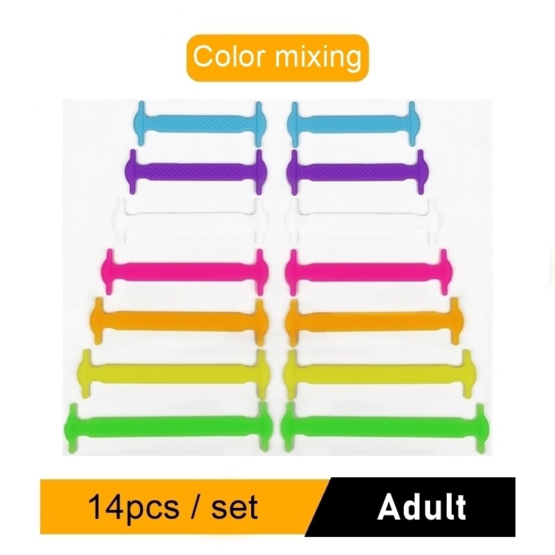 Lot de 16 lacets créatifs en Silicone, élastiques, pour chaussures sans cravates: Color mixing