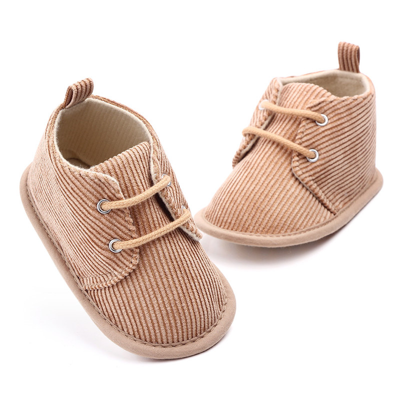 Canis baby casual sko småbørn baby drenge blød sål bomuld krybbe sko sneakers størrelse nyfødte  to 18 måneder solid snørebånd blød: Brun / 13-18 måneder