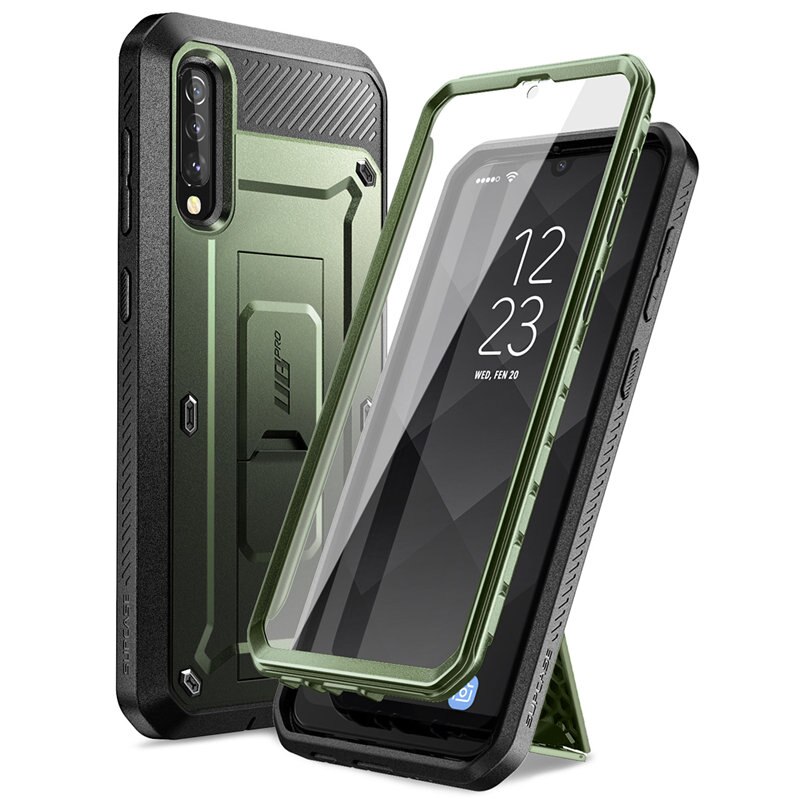 Coque intégrale et robuste pour Samsung Galaxy A50/A30s, compatible UB Pro , avec protection d&#39;écran intégrée et béquille: MetallicGreen