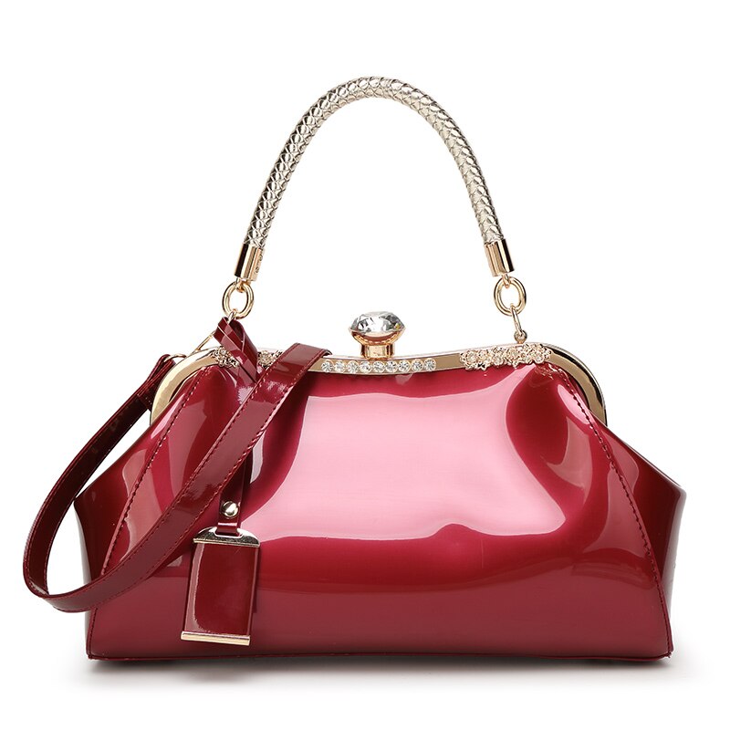 Zenbefe Avondtassen Patent Leather Vrouwen Handtassen Vrouwen Schoudertassen Dames Slipkoppeling Wedding Party Bags: Dark red