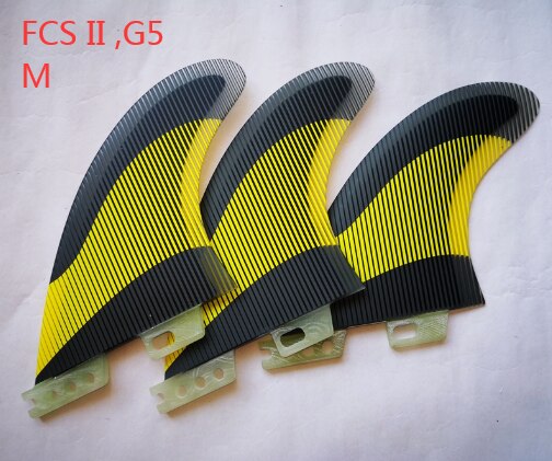 G7 G5 FCS II 2 Surfing Fins Tri Set Line yellow blue Surfboard Fin Surf Accessory M L: C M