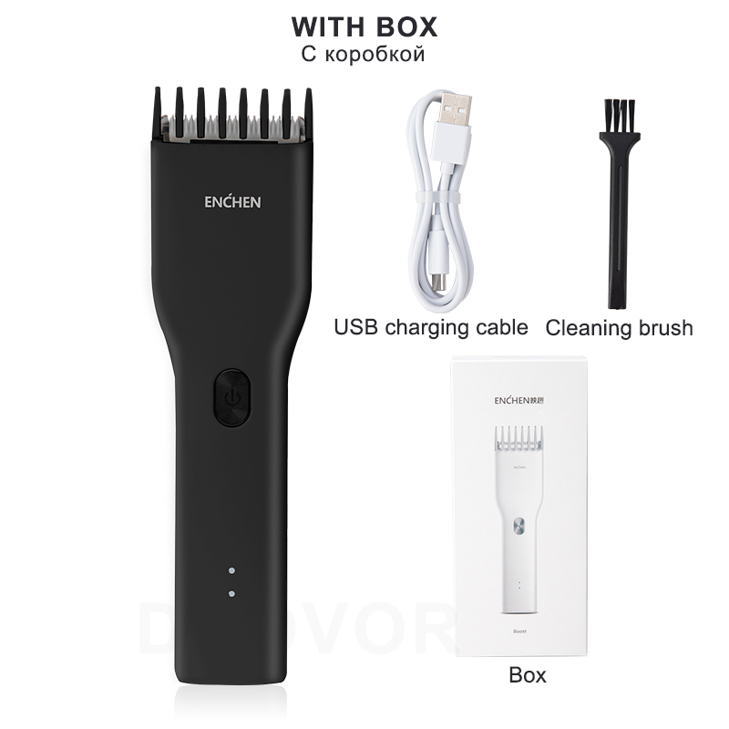 ENCHEN Men's Electric Hair Clippers Hair Trimmer Cordless Home use Hair Clipper Trimmer Corner Razor Machine: Black with box