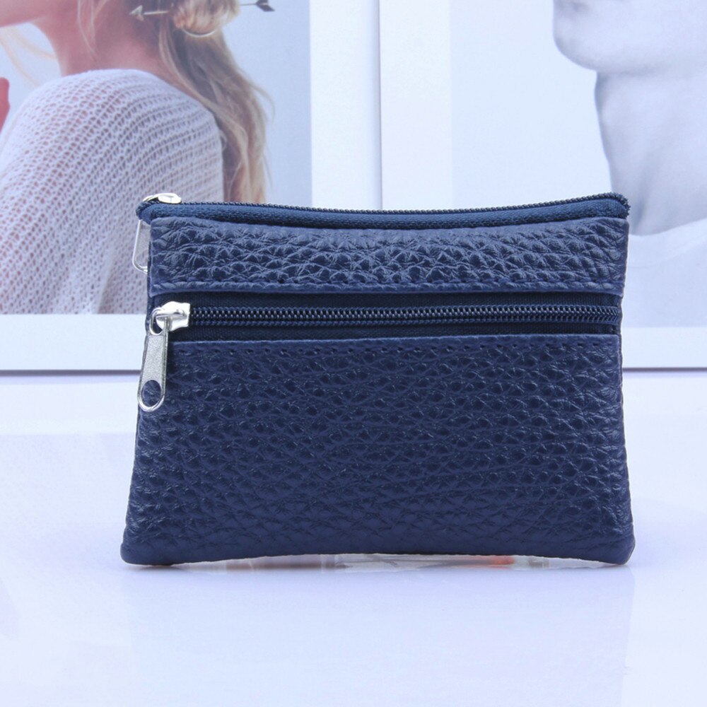 Cartera de cuero Multi funcional con cremallera tarjetero Monedero Hombre y Mujer Portomonee Carteira Porte fetille: Blue