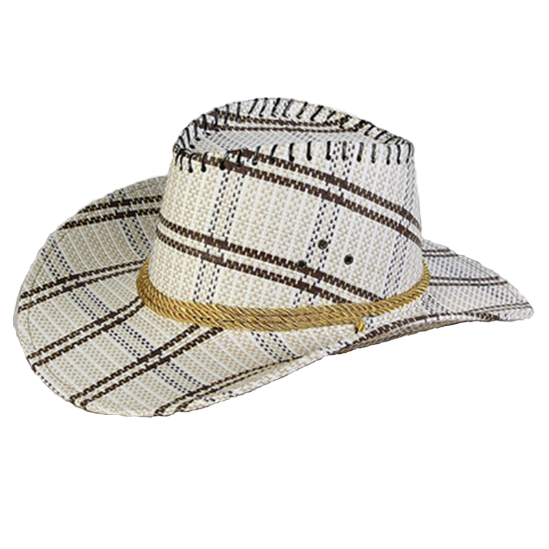 Unisex Summer Straw Camouflage Western Cowboy Hat Leisure Straw Hat UV Protection Outdoor Jazz Brimmed Hiking Sport: 4