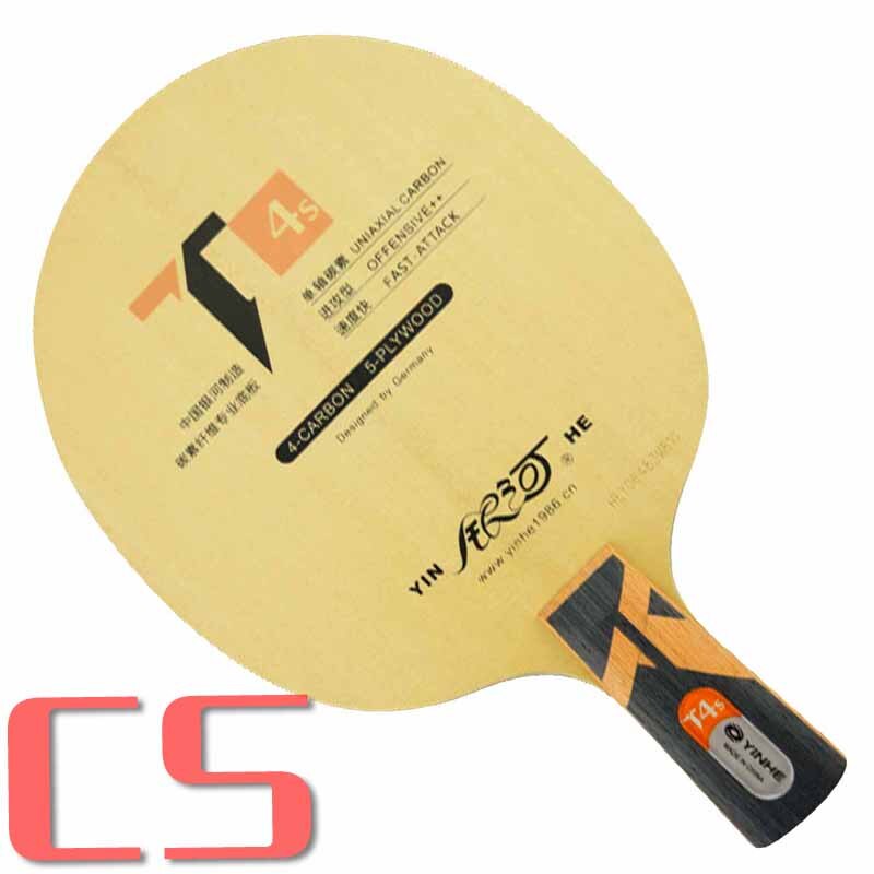 YINHE T-4 T4S Table Tennis Blade (T-4S, Hinoki Surface, 5 + 4 Carbon ) T4 Racket Ping Pong Bat Paddle: CS  short handle