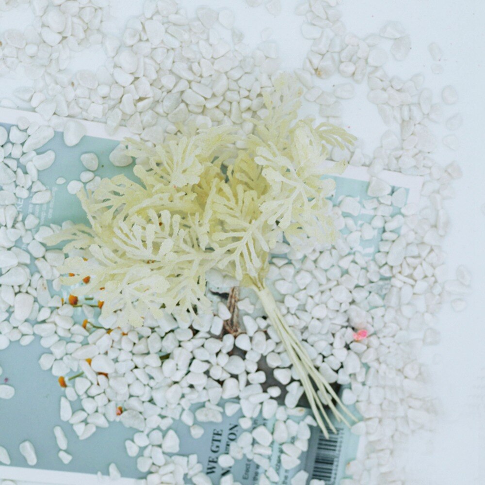 6 stk/parti kunstige planter til bryllup boligdekoration tilbehør scrapbog gør-det-selv krans silke blomster dekorativ urtepotte: Mælkehvid