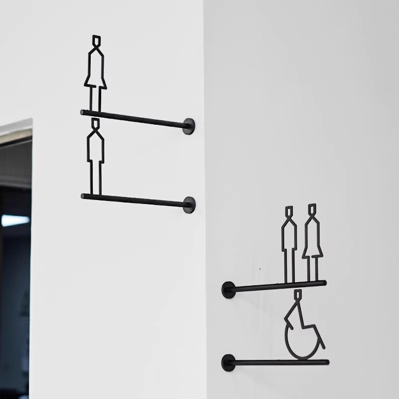 Men's and Women's Restroom Signage 3D Signage Public Restroom Bathroom Side Hanging Metal Door Signs Toilet WC Sign