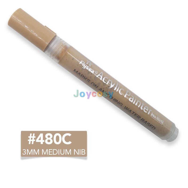 FLYSEA Acryl Farbe Marker Stifte, Haut Tonne Farben, 3mm Spitze, Prämie Wasserdicht dauerhaft Farbe Kunst Marker Kuli: 480C 5Stck(1 viel)