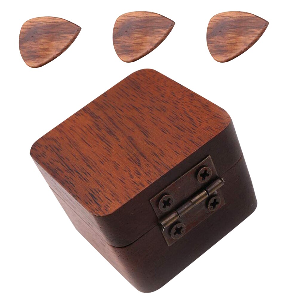 1 Set Guitar Picks with Wooden Case Electric Guitar Picks Instrument Accessories