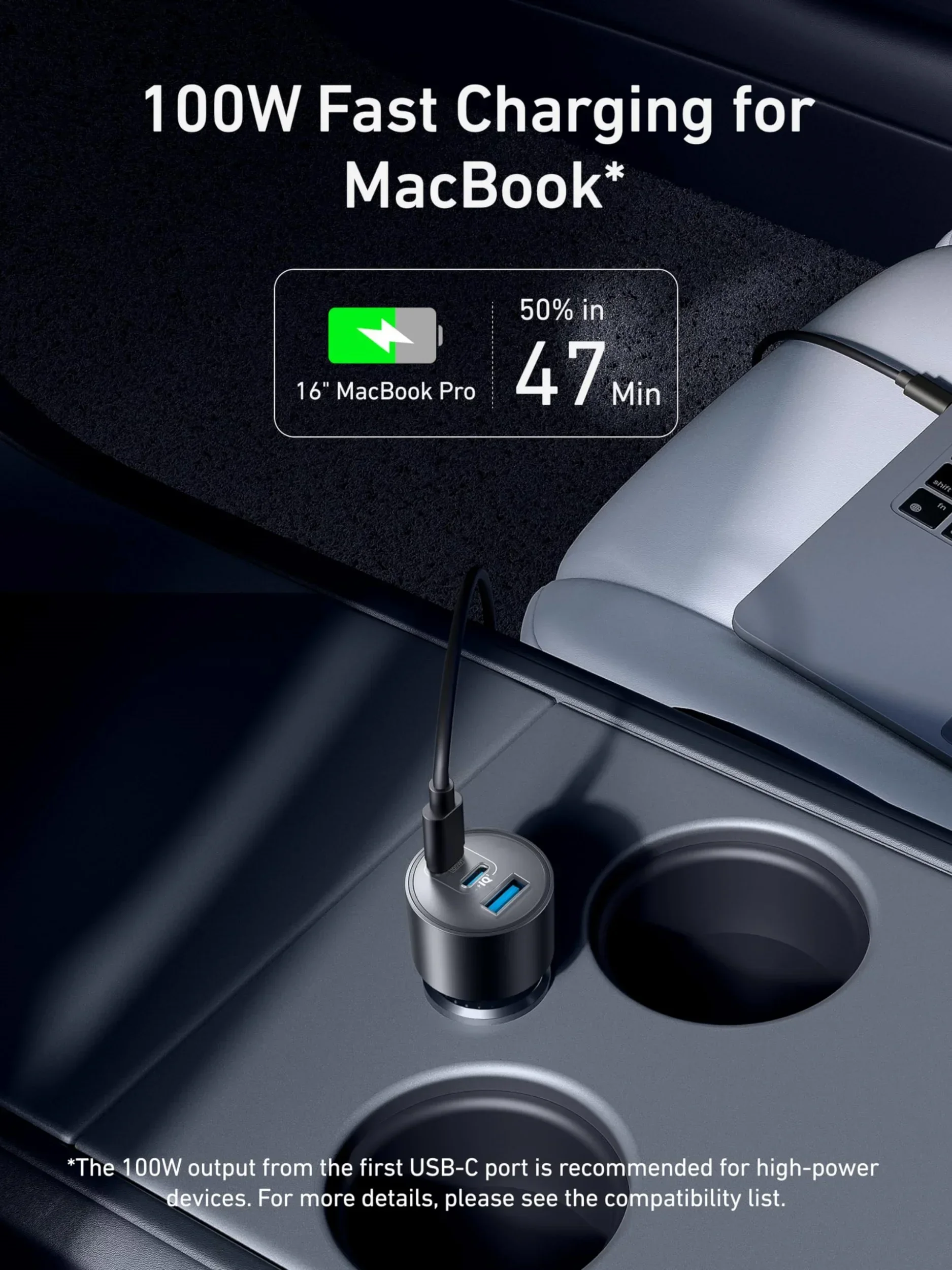 Original Anker Car Charger 167.5W Max USB-C 3-Port Fast Car Charger