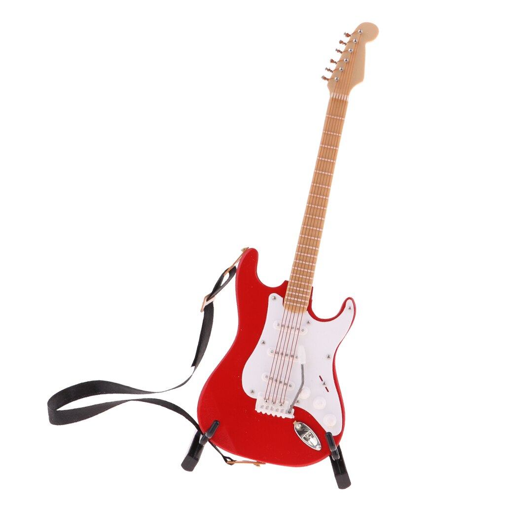 miniatura casa delle bambole Realistico Musicale Della Chitarra di Legno Accessorio Musicale 1:6 Figura Giocattoli #2