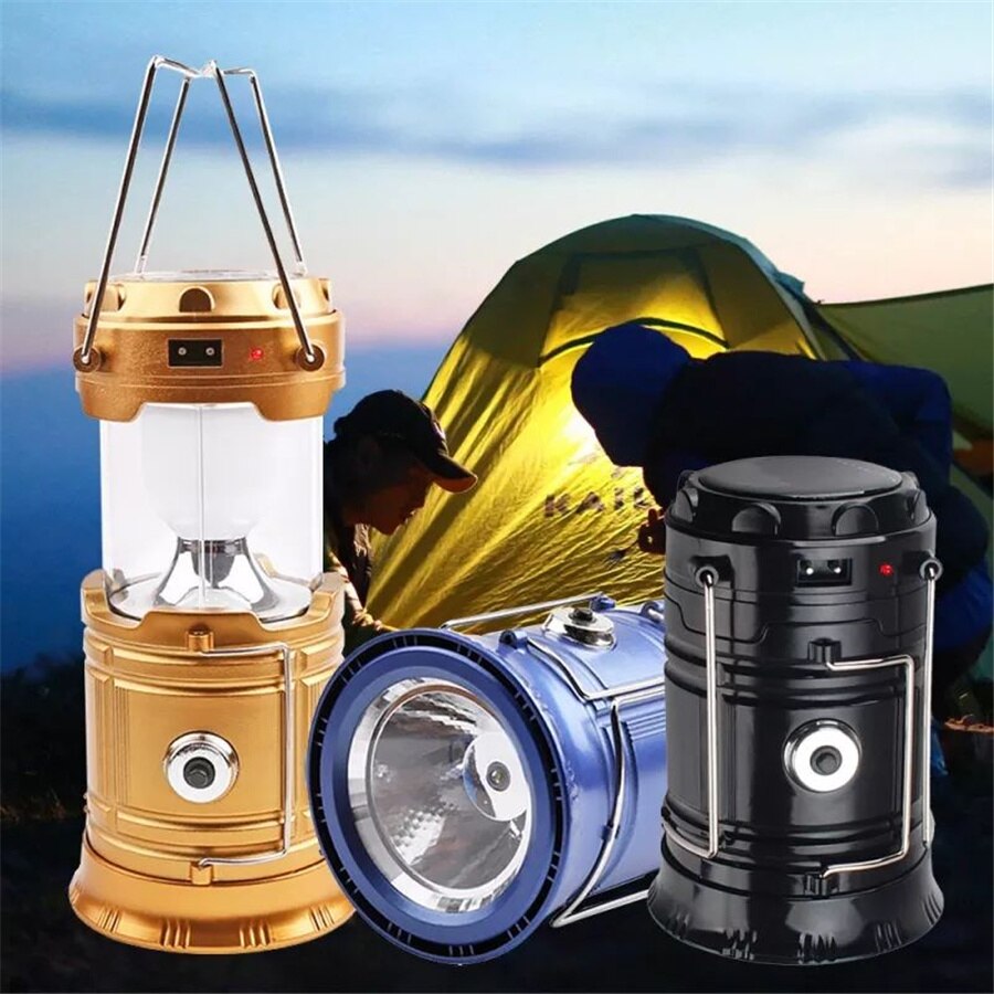 Tragbare LED draussen Solar- Lichter Wiederaufladbare Notfall Taschenlampe Multi-funktion Wasserdicht Zelt Lampe für Wandern Camping