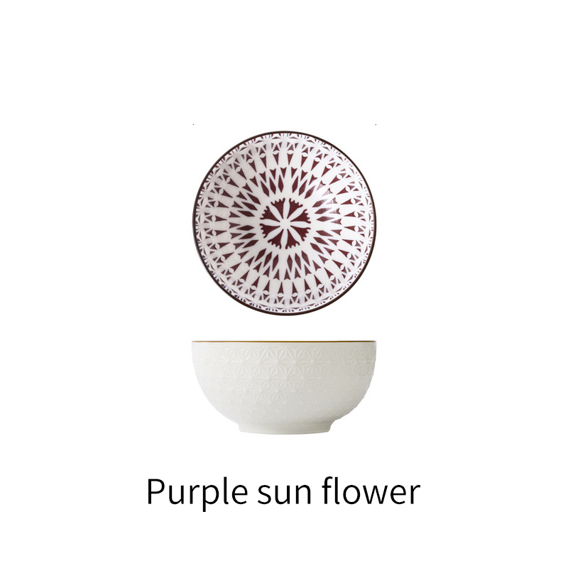 4.5 Inch Household Rice Bowl Ceramic Tableware Nordic Minimalist Style Underglaze Relief Kitchenware Porridge Bowl Small: R