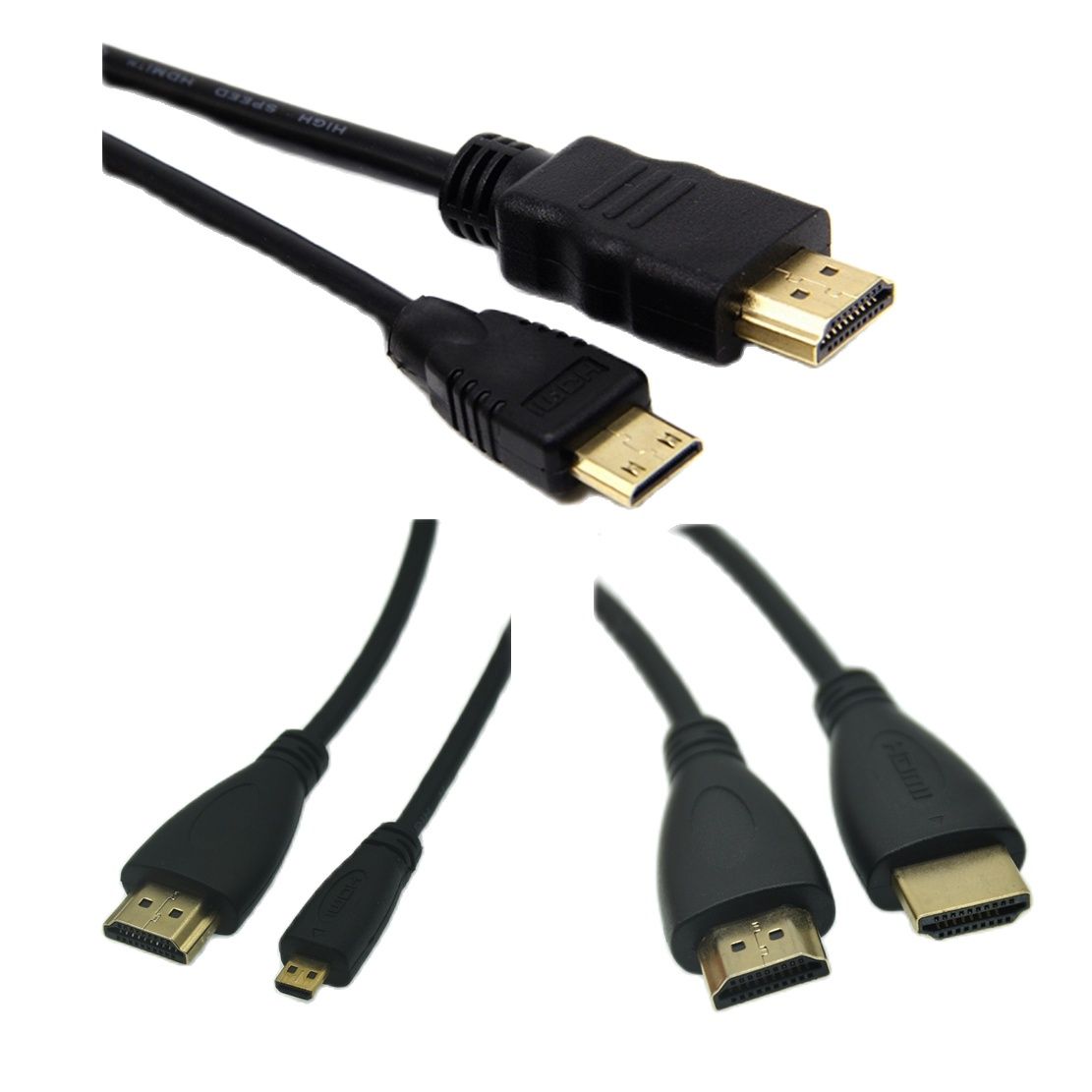 Cable Mini Micro HD a HDMI, adaptador de alta velocidad, enchufe chapado en oro para cámara, Monitor, proyector, Notebook, TV, 10M, 0,3 M, 1M