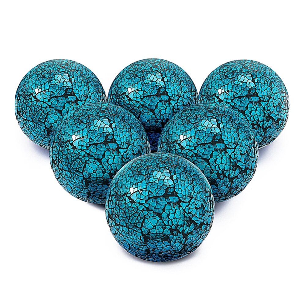 6Stck Mosaik Kugel Kugeln Dekorative Glas Dekorative Kugeln Tabellenmittel Kugeln Runde Glas Ball für Tisch Dekor Neue Stil: L