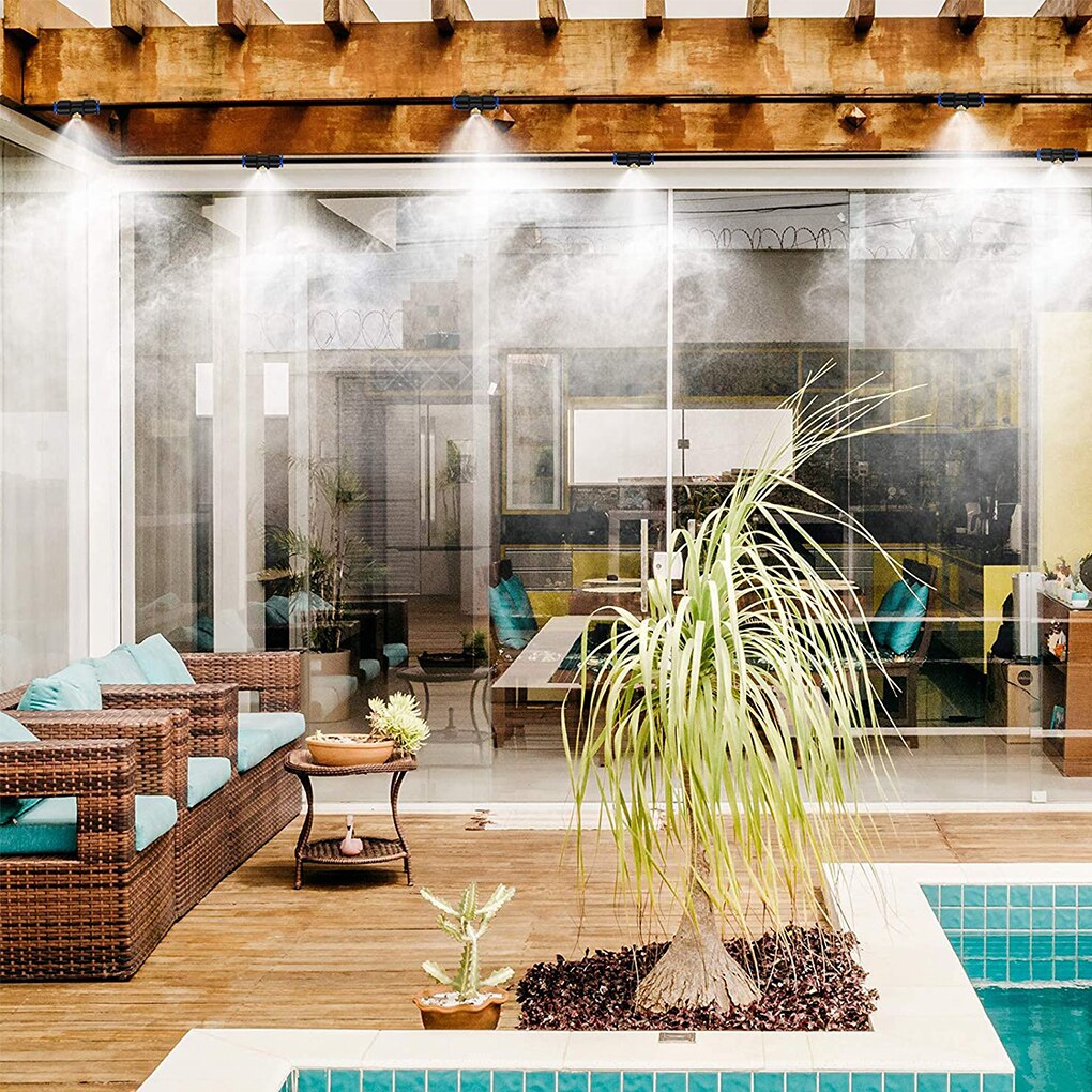 Water Spray Kit 20-60FT Wet Fog Garden Nebulizer Outdoor Misting System Water Mist For Greenhouse Humidification Patio Cooling