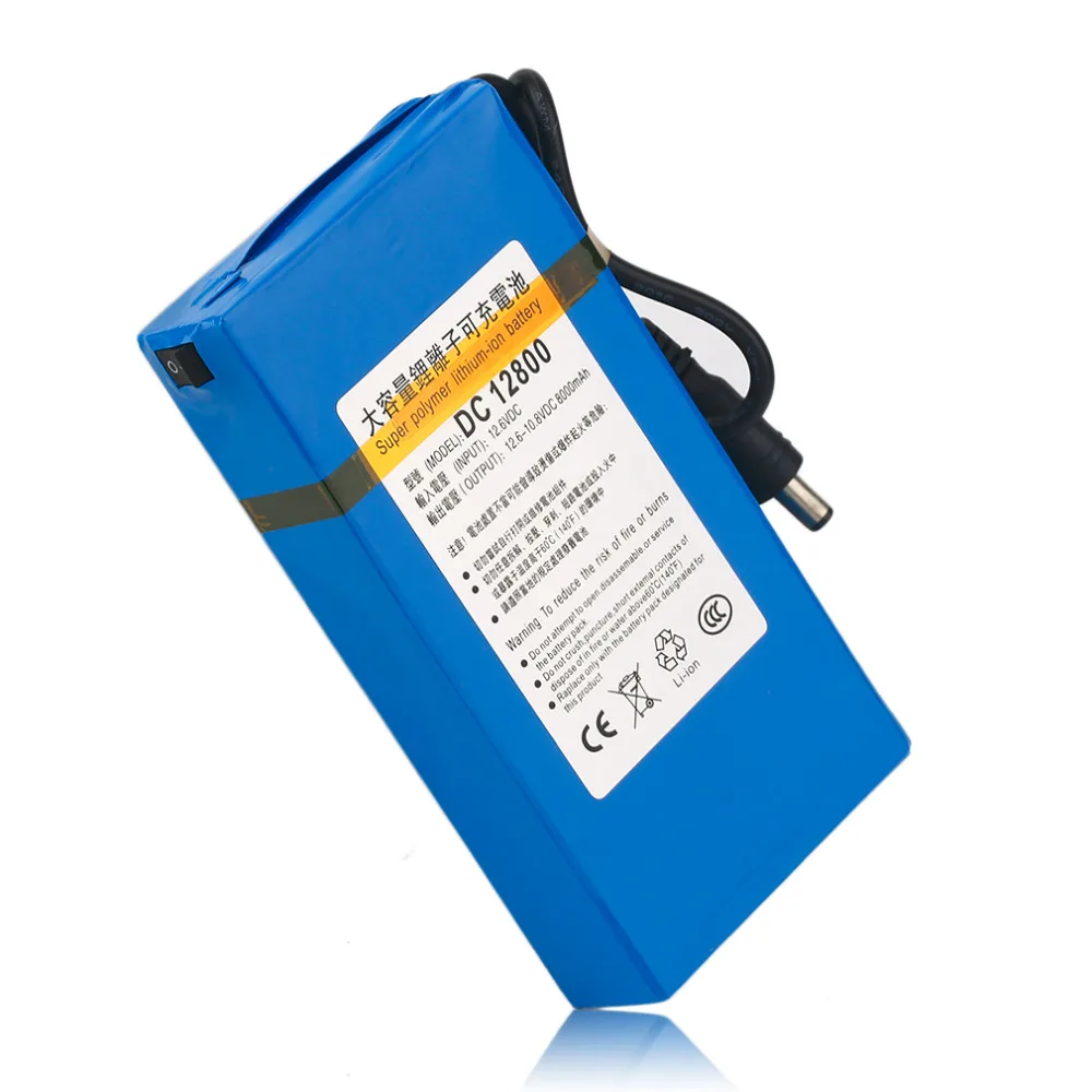 For Street Light Instrument LED Standby Power Cell+EU Charger 12V Battery Pack 8000mAh DC 12.6V Rechargeable Lithium Battery