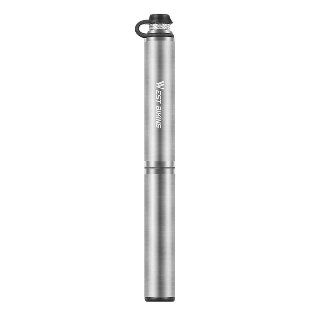 WEST BIKING Universal Mini Bicycle Air Pump 160PSI Mountain MTB Road Bike Cycling Portable Tire Presta Schrader Valve Pump Baske: Silver