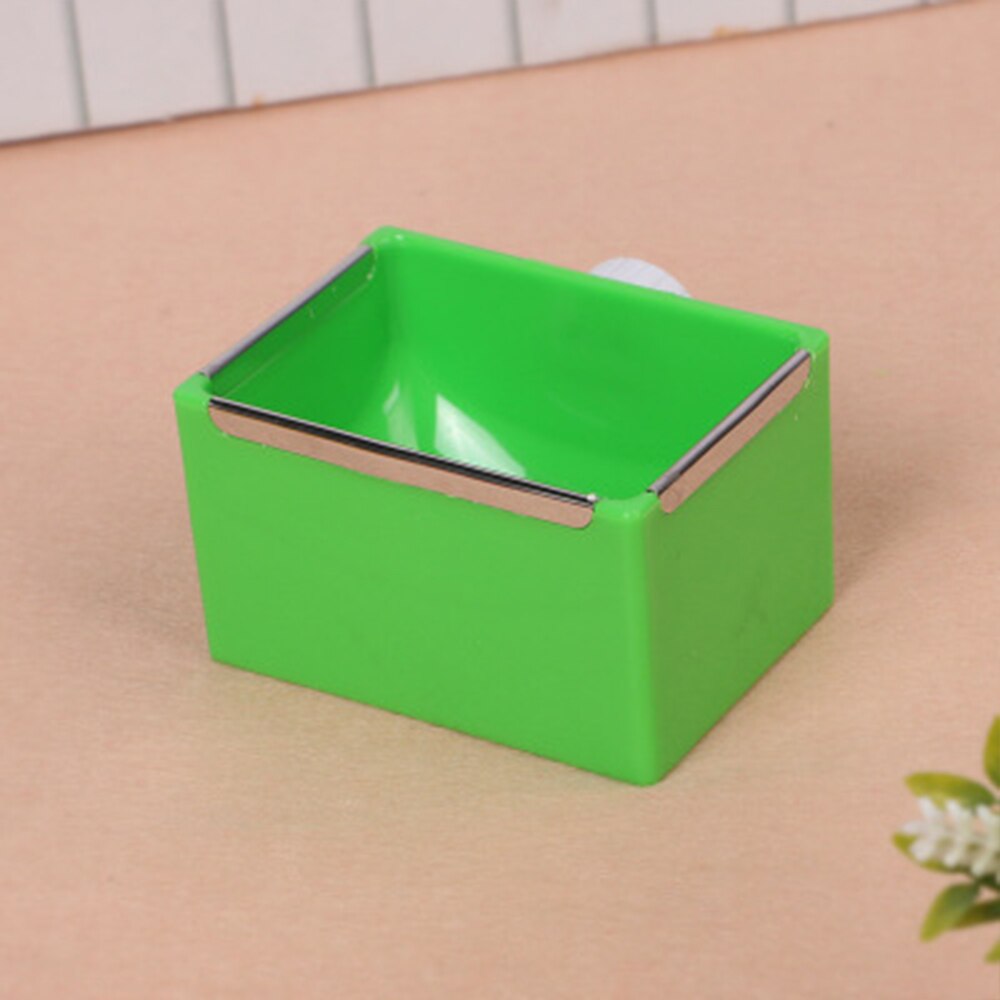 Pet Rabbit Cage Feeder Rectangular Plastic Feeding Trough Fixed In Cage For Chinchilla Food Basin Metal Edge Rabbit Accessories