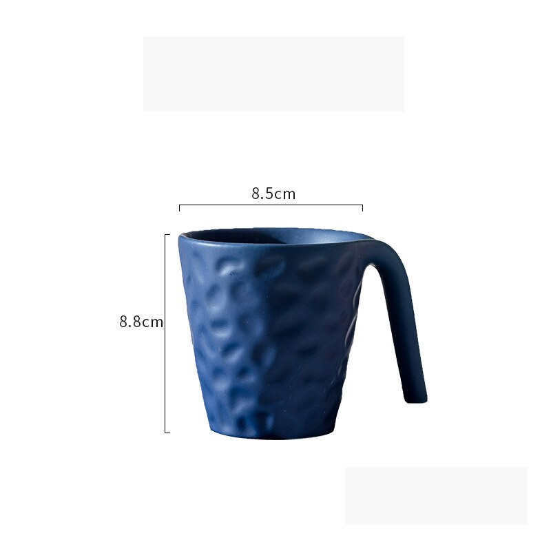 Home European Simple Frosted Solid Color Mug Ceramic Coffee Cup: Navy blue