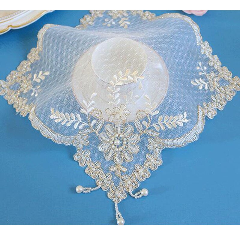 oben spitze perlen stickerei tabelle ort matt tuch Pad Tasse Untersetzer gericht tischset küche Tee deckchen Weihnachten hochzeit Zubehör