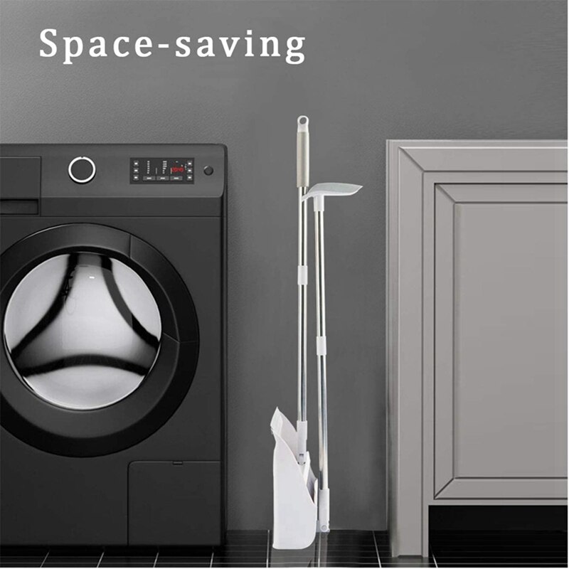 LUDA Broom and Dustpan Set, Self-Cleaning with Dustpan Teeth, 3 Layers Bristles, Upright Standing