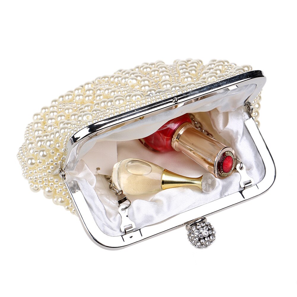 Shell Women Evening Bags Beaded Handmade Diamonds Chan Shoulder Messenger Bag Crystal Wedding Evening Bag