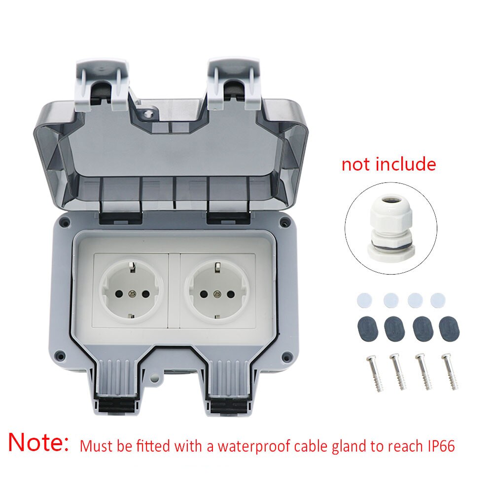 German DE EU Standard IP66 16A AC250V Weatherproof Waterproof Outdoor Wall Power Socket Box Electrical Outlet for Charging Pile